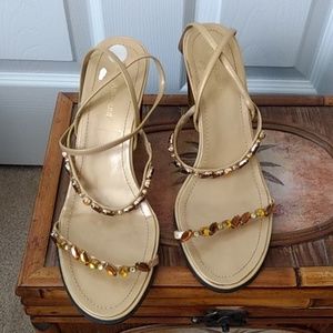 Gold sandals with straps